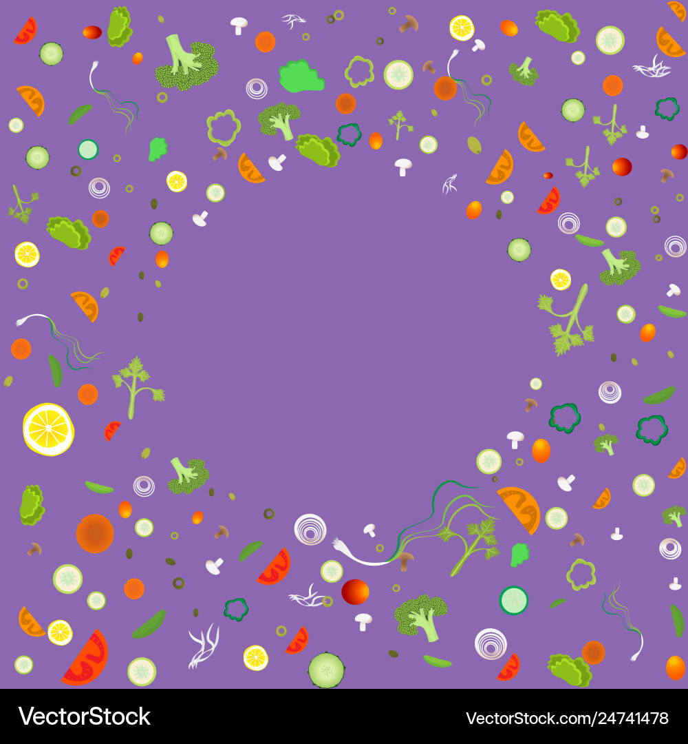 Vegetable pattern frame for web and print Vegetable pattern frame for web and print Vector Image
