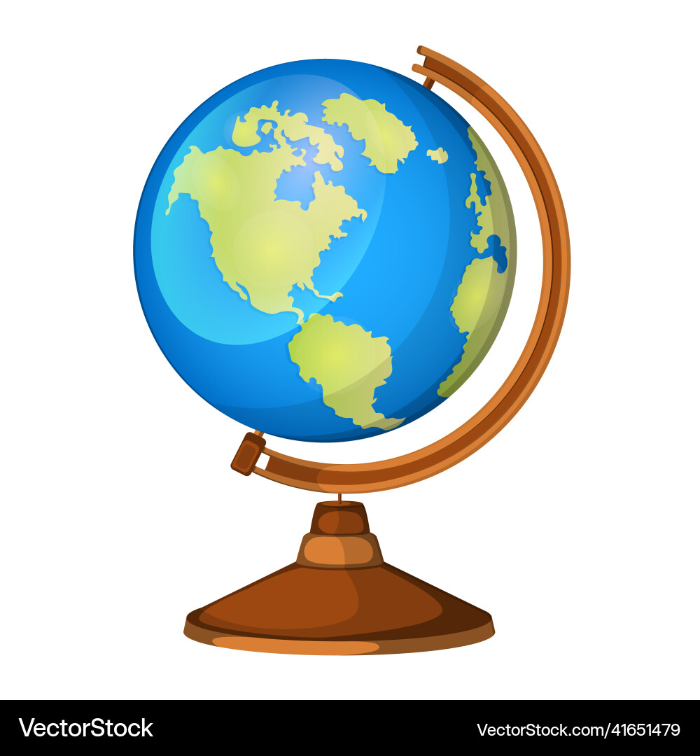 Cartoon globe model on a wooden leg isolated Cartoon globe model on a wooden leg isolated vector image
