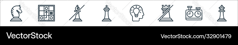 Chess game line icons linear set quality Chess game line icons linear set quality vector image