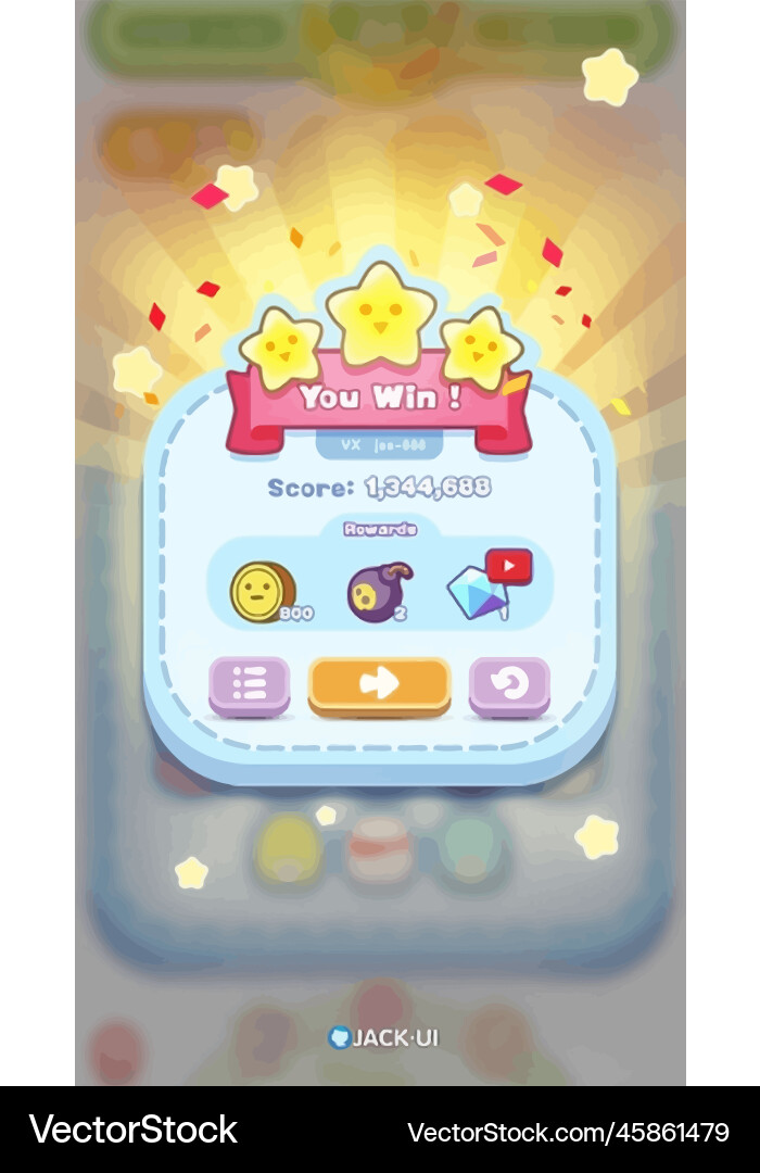 Complete set of level button game ui pop-up icon vector image