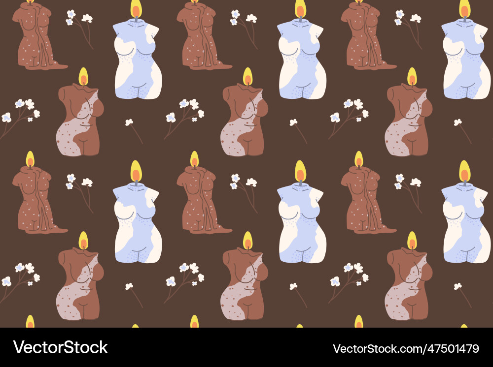 Dark seamless pattern with candles in the form Vector Image