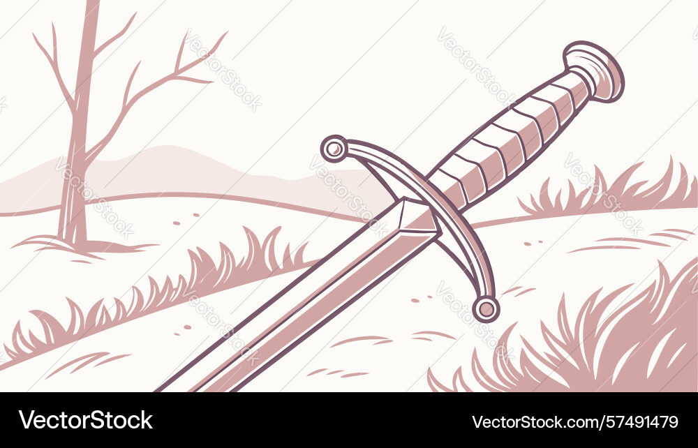 Enchanted sword floating mystically in a serene Vector Image