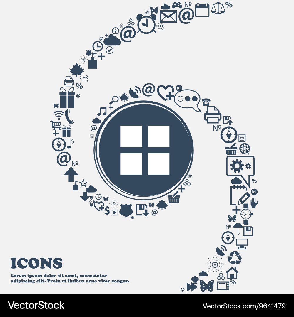 List menu app icon in the center around many vector image