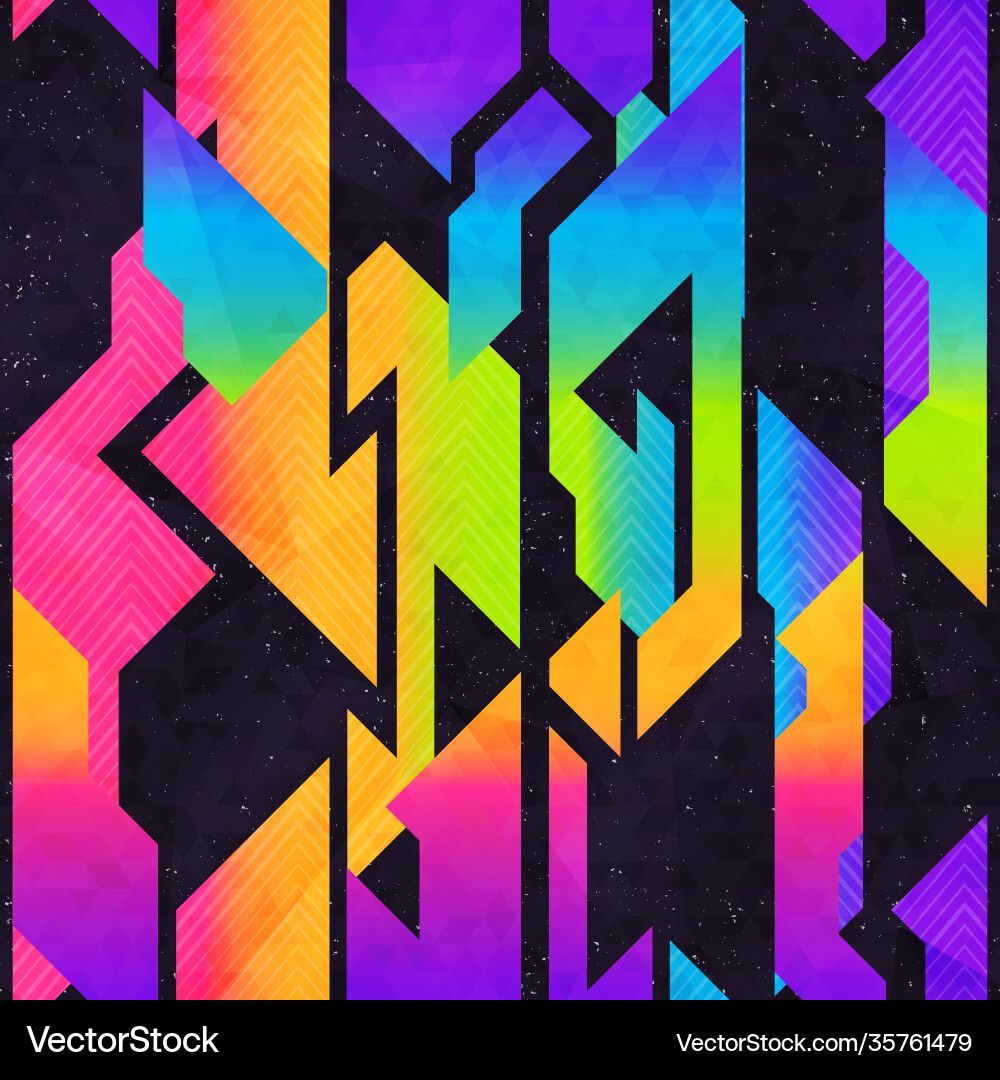 Rainbow color geometric pattern with grunge effect Rainbow color geometric pattern with grunge effect vector image