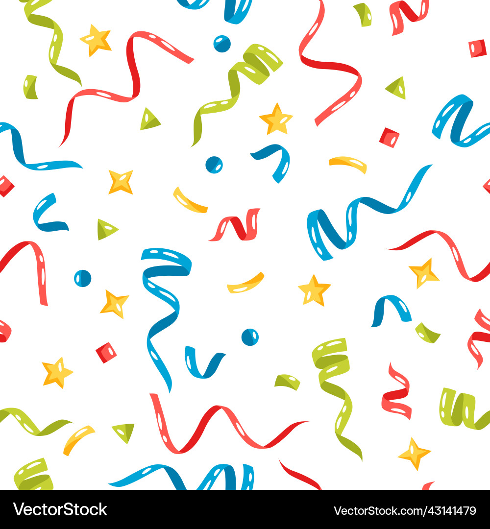 Seamless pattern with color confetti and streamers Seamless pattern with color confetti and streamers vector image