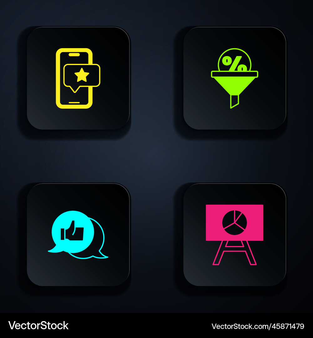 Set board with graph chart mobile review rating Set board with graph chart mobile review rating vector image