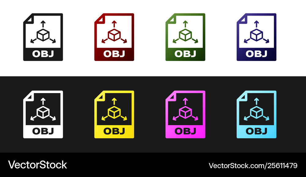 Set obj file document icon download button Set obj file document icon download button vector image