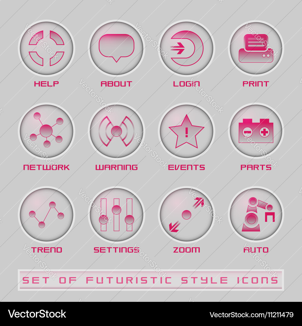 Set of futuristic user interface icons vector image