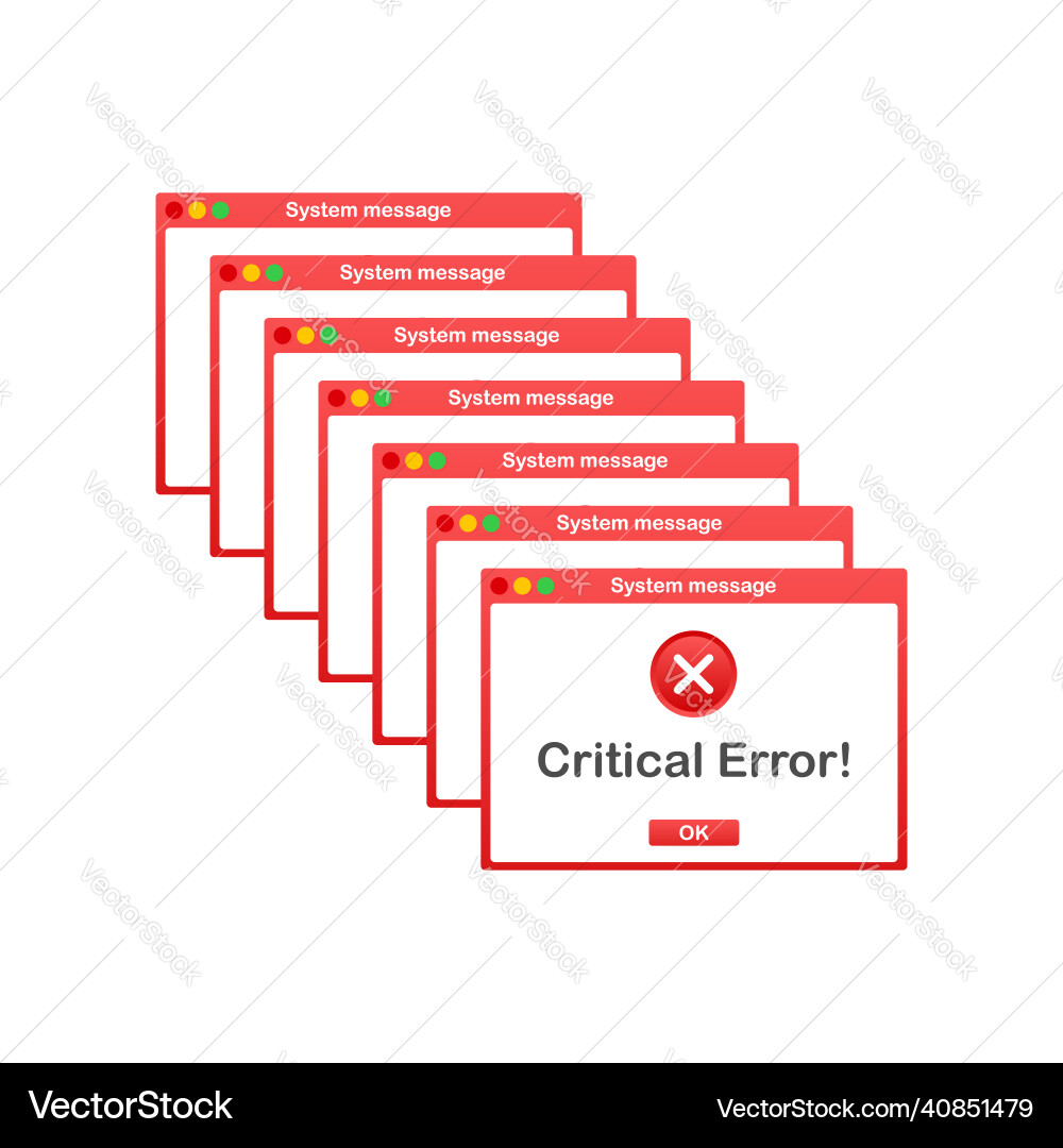 Vintage user interface critical error warning Vintage user interface critical error warning vector image