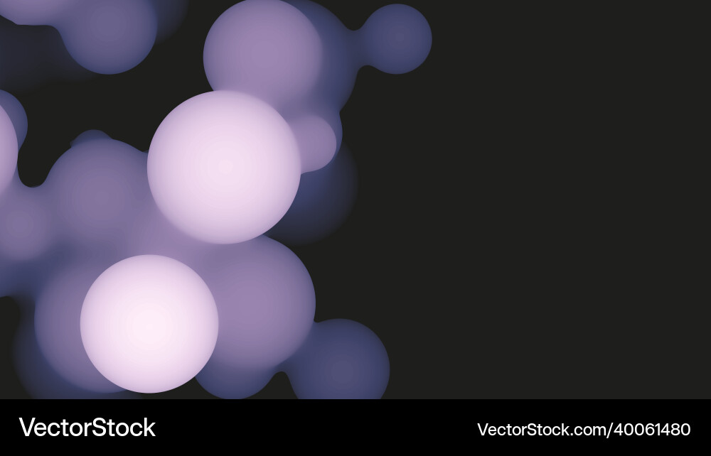Abstract 3d fluid metaball shape with violet balls Abstract 3d fluid metaball shape with violet balls Vector Image