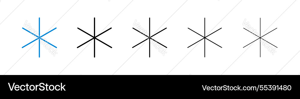 Asterisk icons in five different stroke sizes Asterisk icons in five different stroke sizes vector image