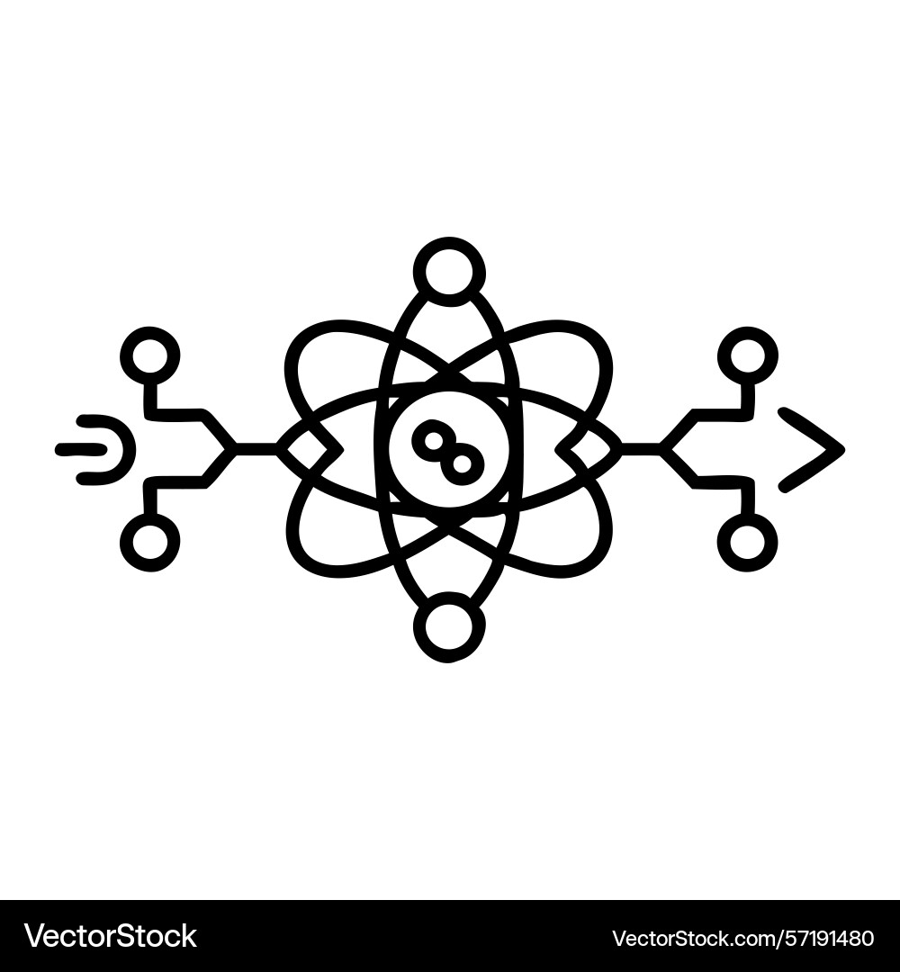 Atom with interconnected circuit design Vector Image