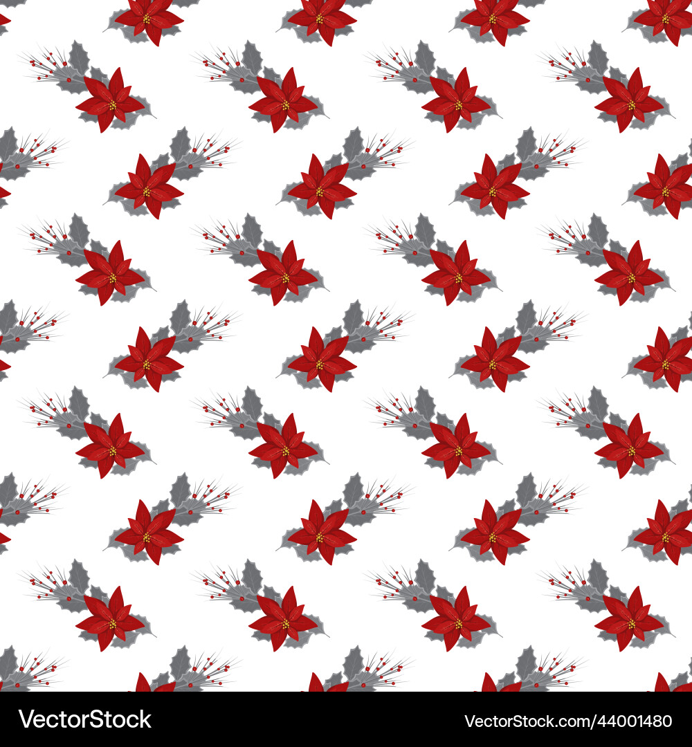 Christmas seamless pattern with branches red Christmas seamless pattern with branches red Vector Image
