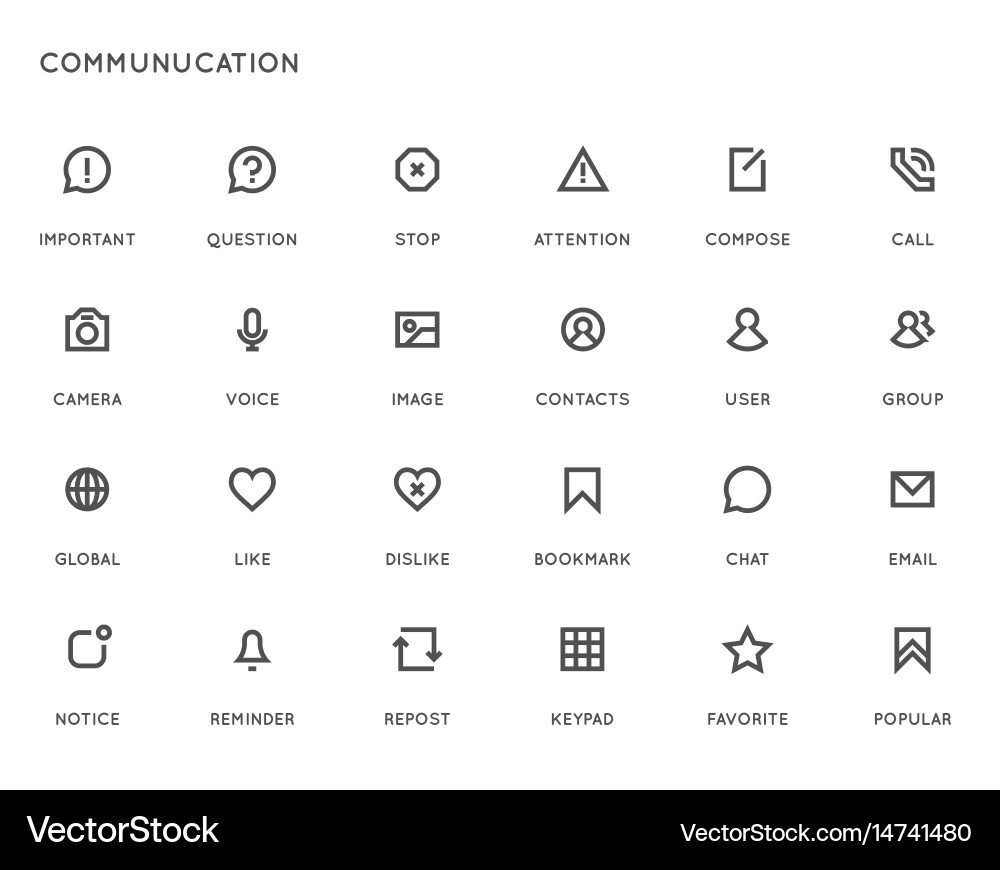 Communication user interface ui icon set high vector image