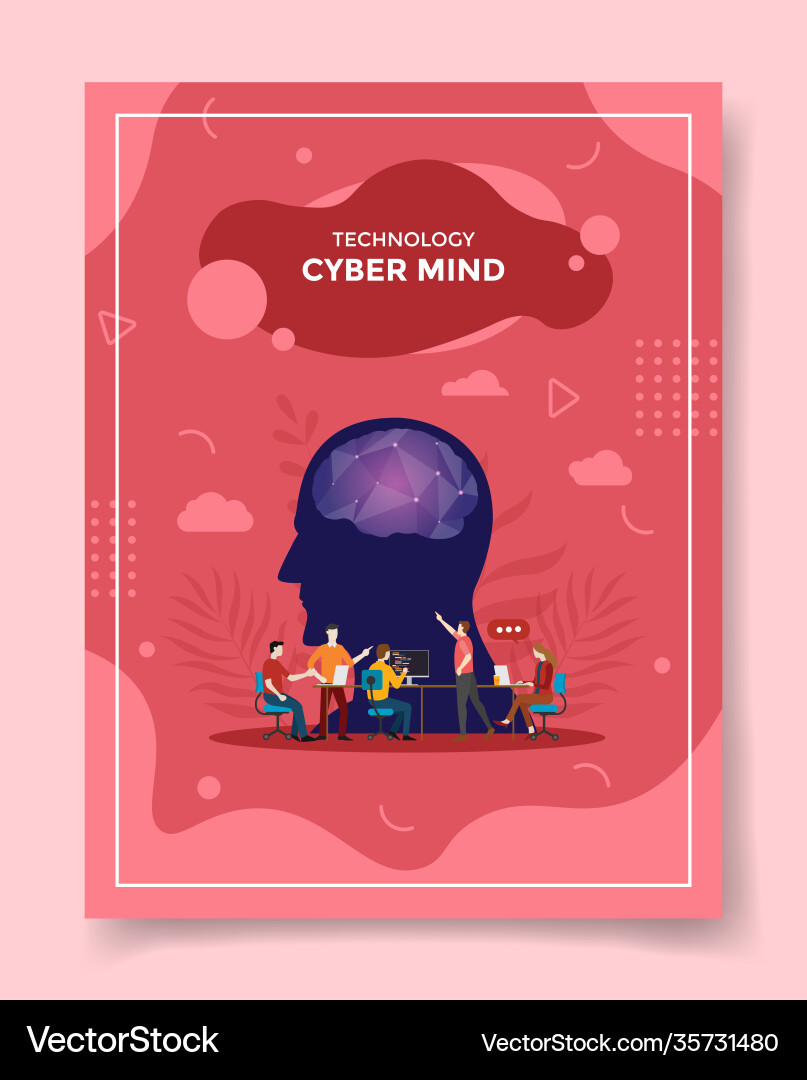Cyber mind concept people discuss meeting front Cyber mind concept people discuss meeting front Vector Image