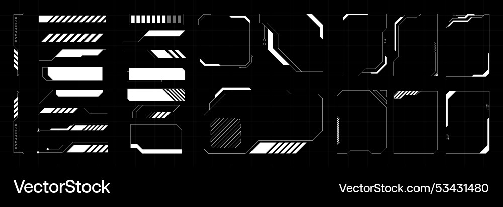 Cyberpunk HUD Element Set vector image