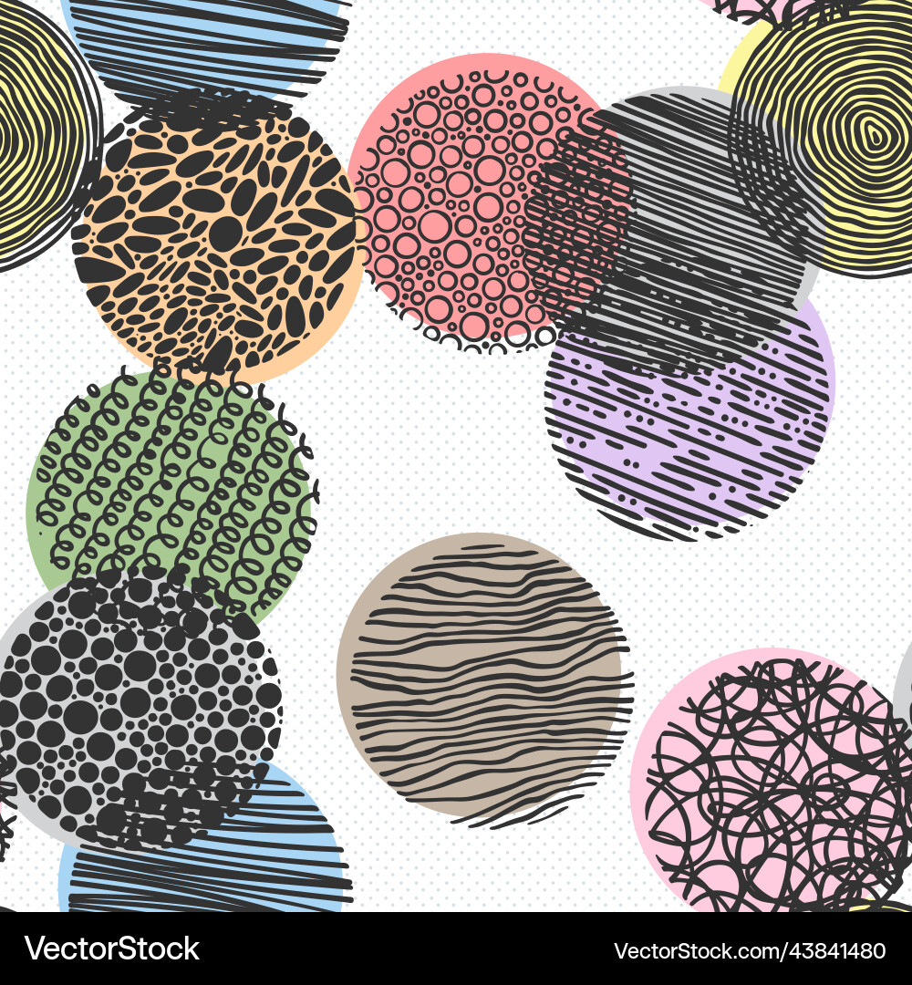 Doodle Circle Pattern - Sketch Style vector image