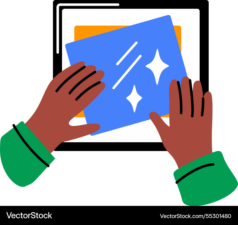 Dusting with hands flat style icon Vector Image