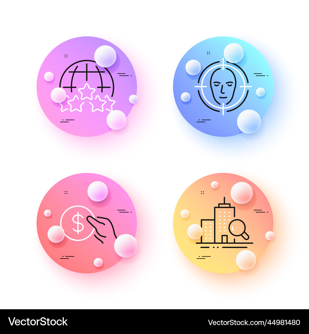 Face detect payment and inspect minimal line Face detect payment and inspect minimal line Vector Image