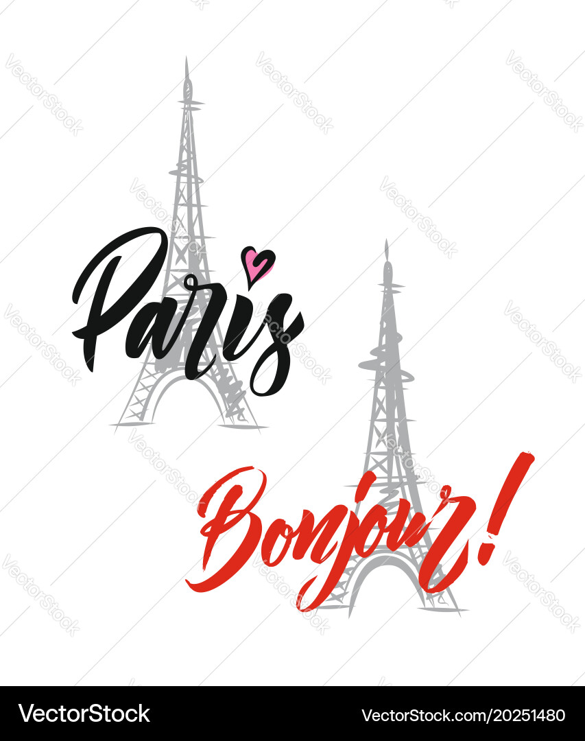 Hand drawn with eiffel tower Vector Image