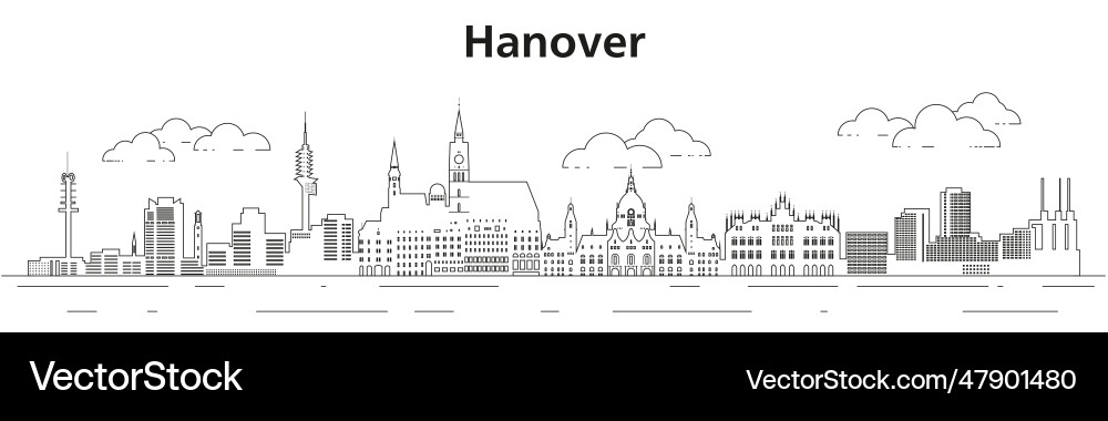 Hanover Skyline - Line Art Vector Image