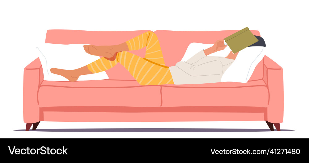 Lazy weiblichen Charakter schlafen legen auf Couch Lazy weiblichen Charakter schlafen legen auf Couch vektorbild