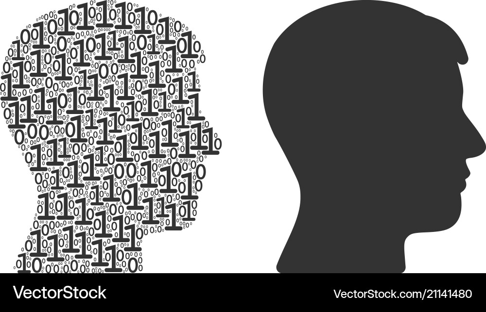 Man head profile composition of binary digits Man head profile composition of binary digits vector image