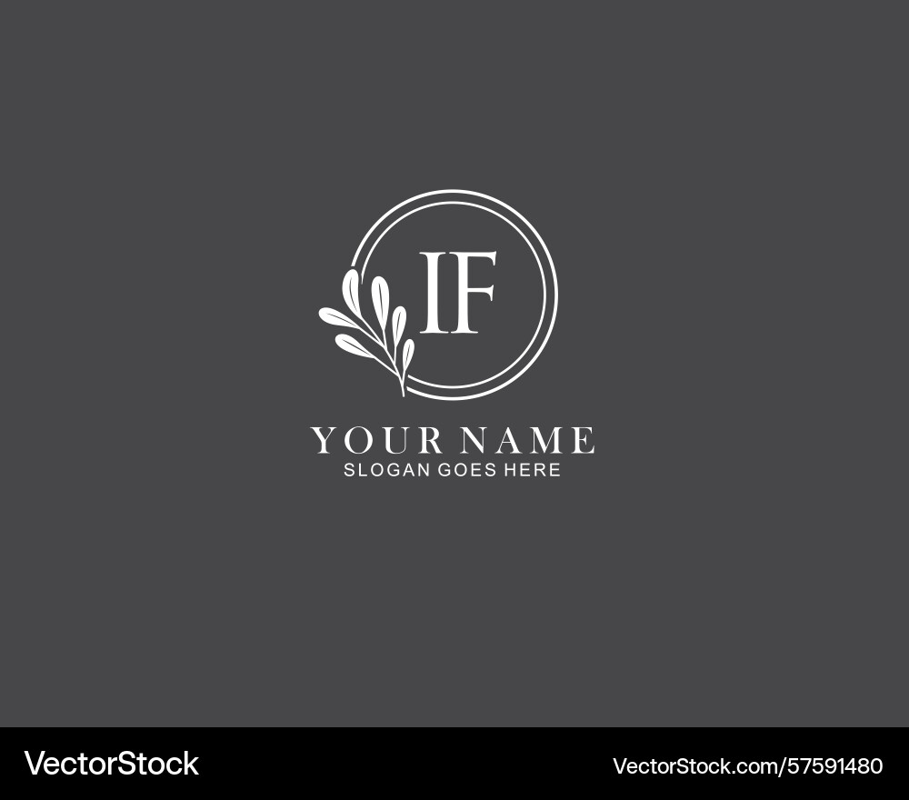 Minimalist if monogram logos with botanical Vector Image