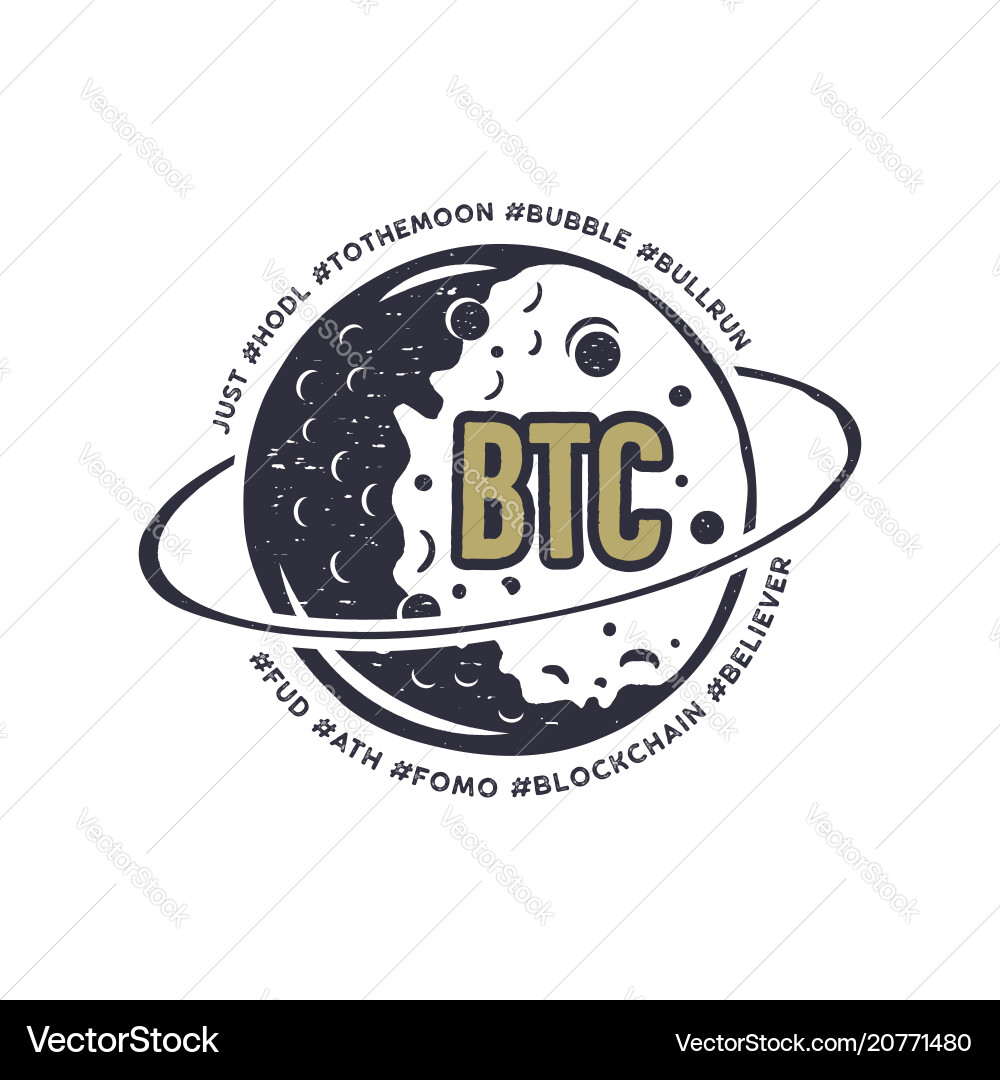 Moon Bitcoin T-Shirt - Crypto Humor – Royalty-Free Vector | VectorStock