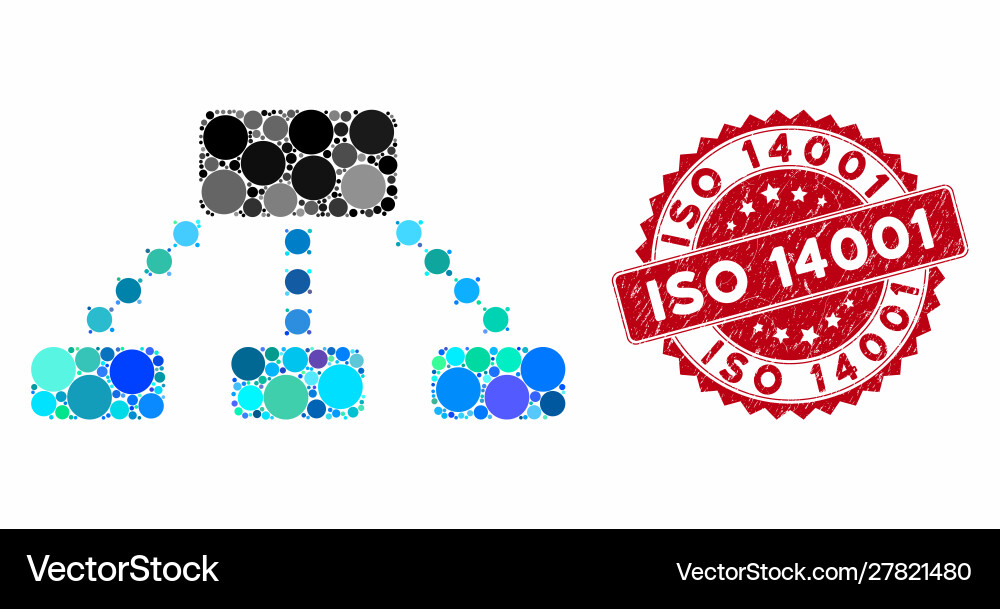 Mosaic hierarchy scheme with textured iso 14001 Mosaic hierarchy scheme with textured iso 14001 vector image