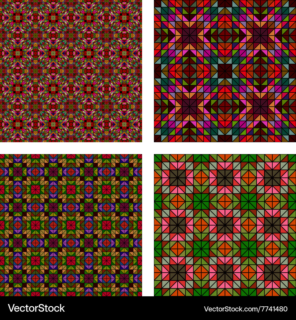Multicolor seamless abstract mosaic pattern set vector image