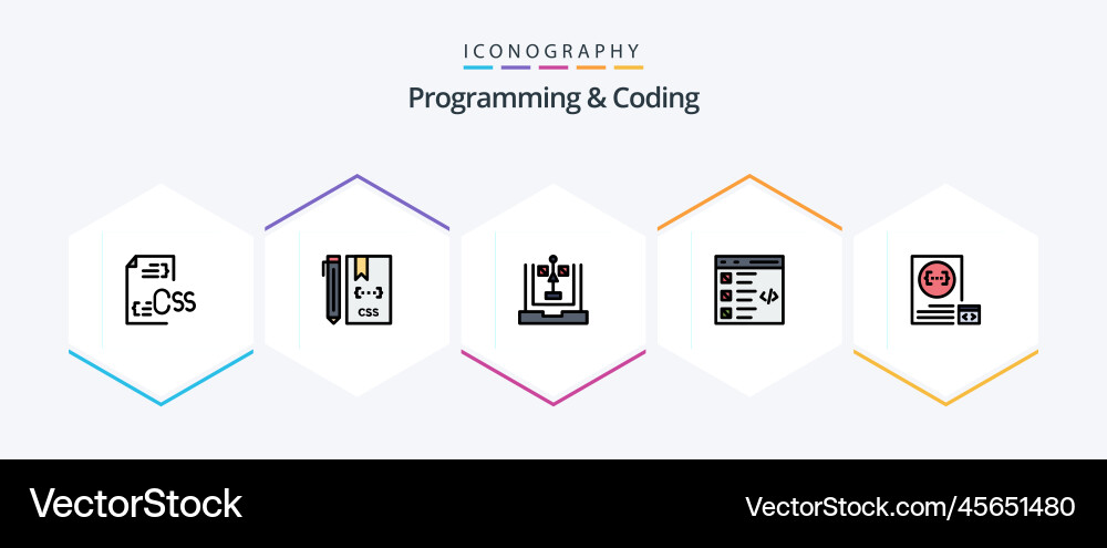Programming and coding 25 filledline icon pack Vector Image