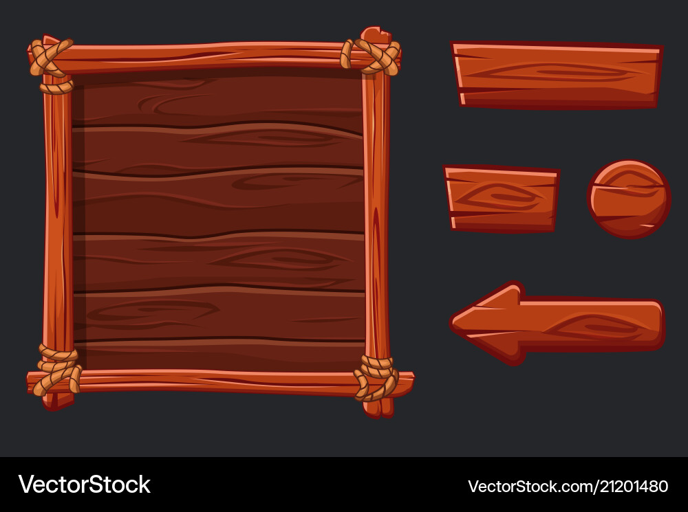 Red Wood UI Elements & Buttons Vector Image