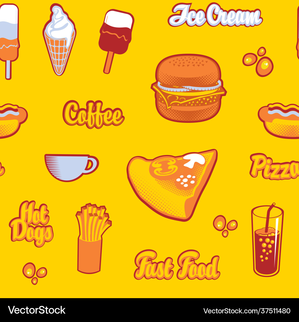 Seamless pattern on theme fast food menu Seamless pattern on theme fast food menu Vector Image