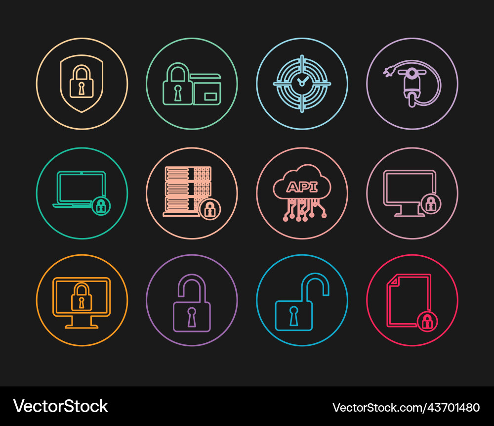 Set line document and lock on monitor time Set line document and lock on monitor time vector image