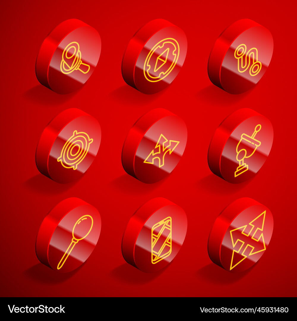 Set line search location compass route target Set line search location compass route target vector image