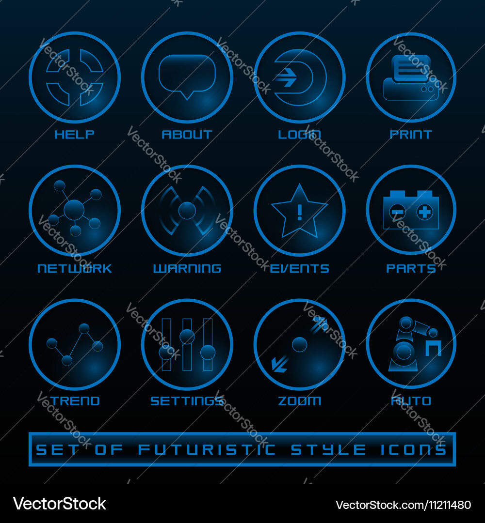 Set of futuristic user interface icons vector image