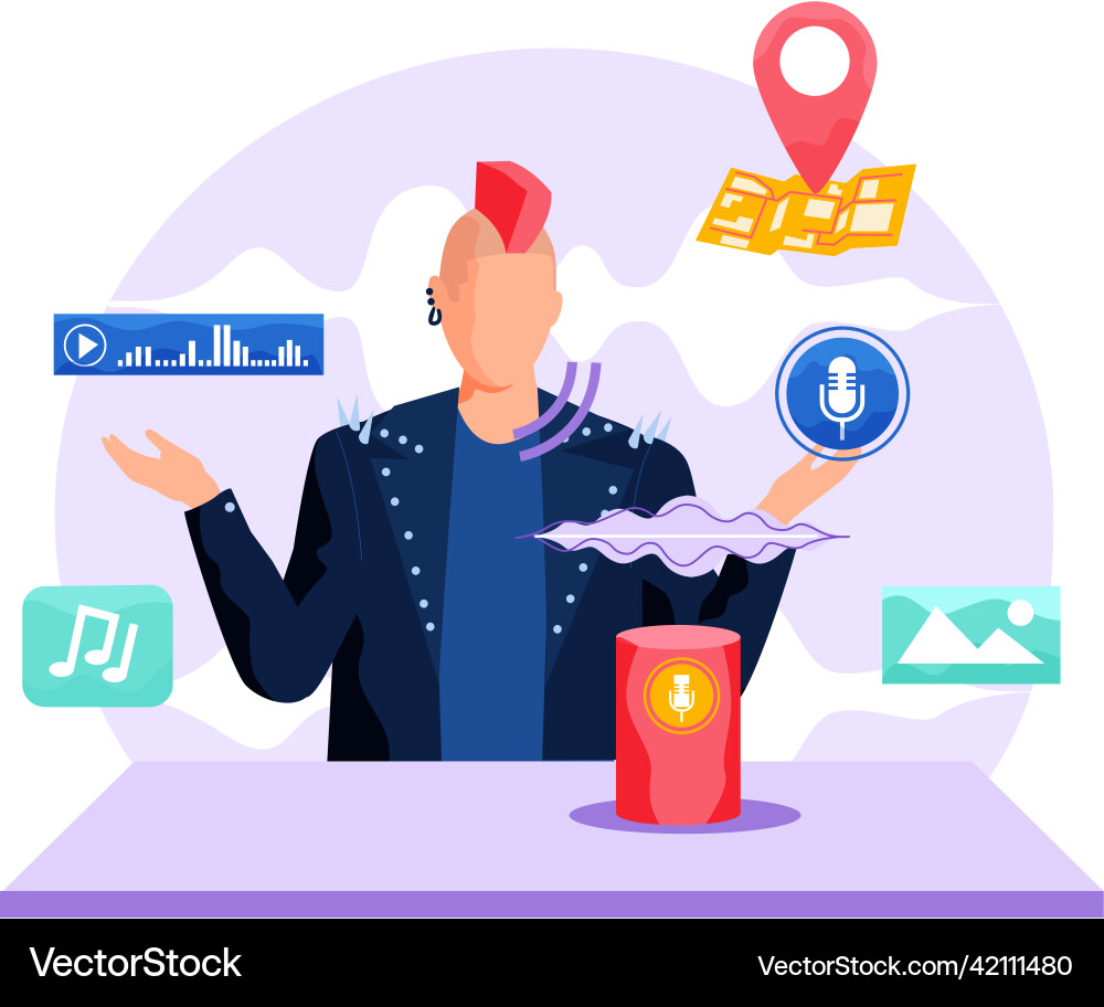 Stylish rocker using dynamic smart speaker voice Stylish rocker using dynamic smart speaker voice vector image