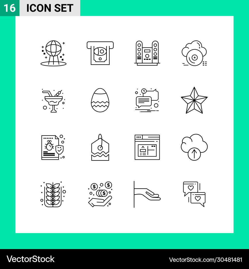16 universal outlines set for web and mobile vector image