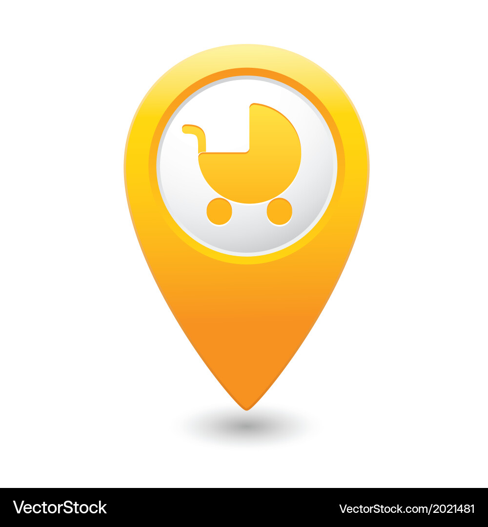 Baby Stroller Icon - Map Pointer Vector Image