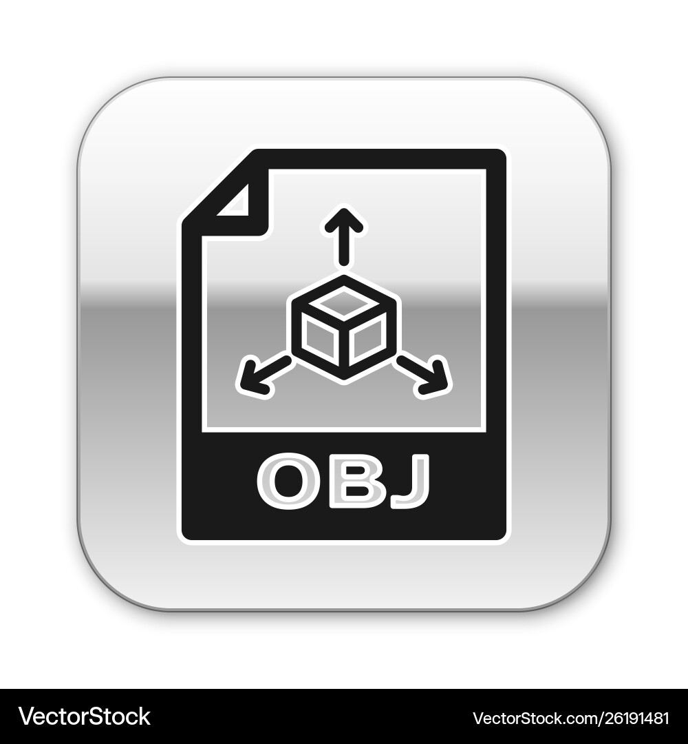 Black obj file document icon download button Black obj file document icon download button vector image