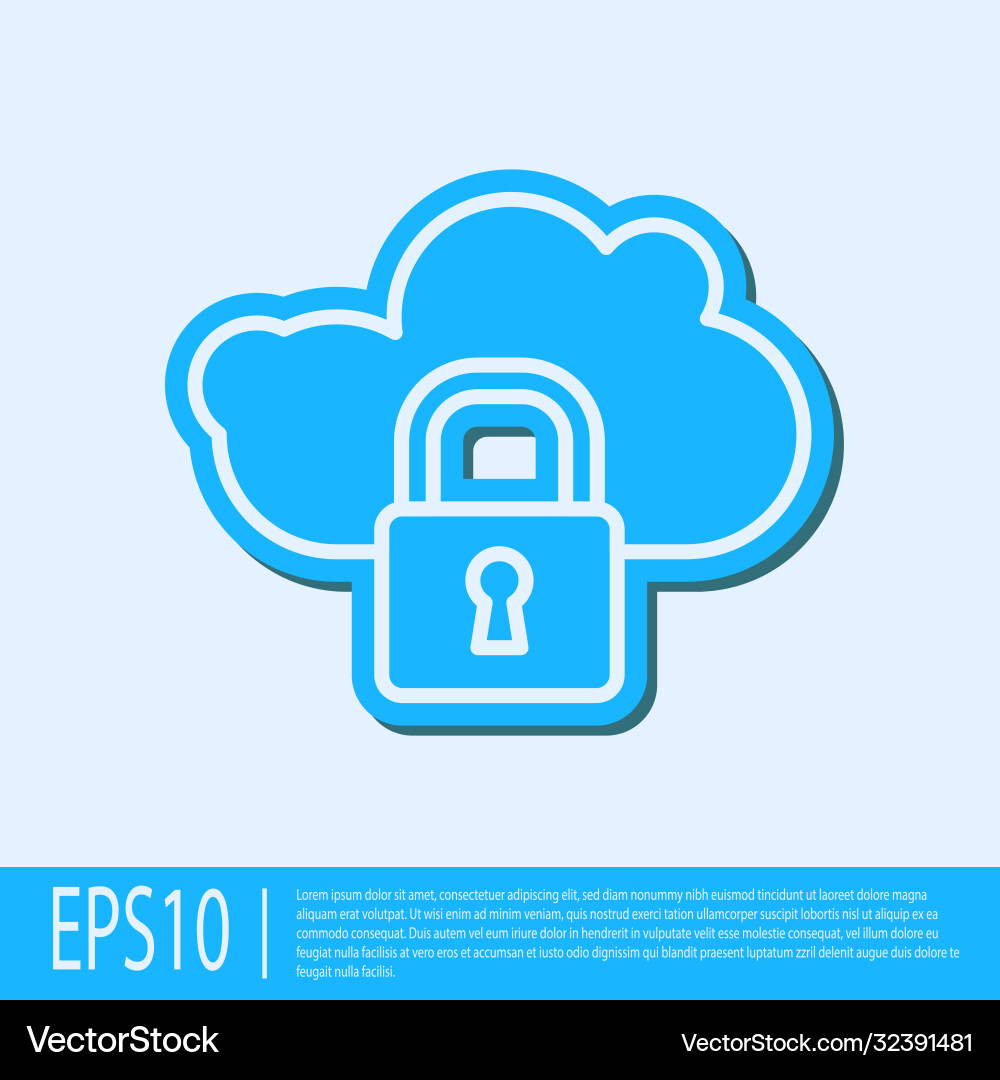Blue line cloud computing lock icon isolated Blue line cloud computing lock icon isolated vector image