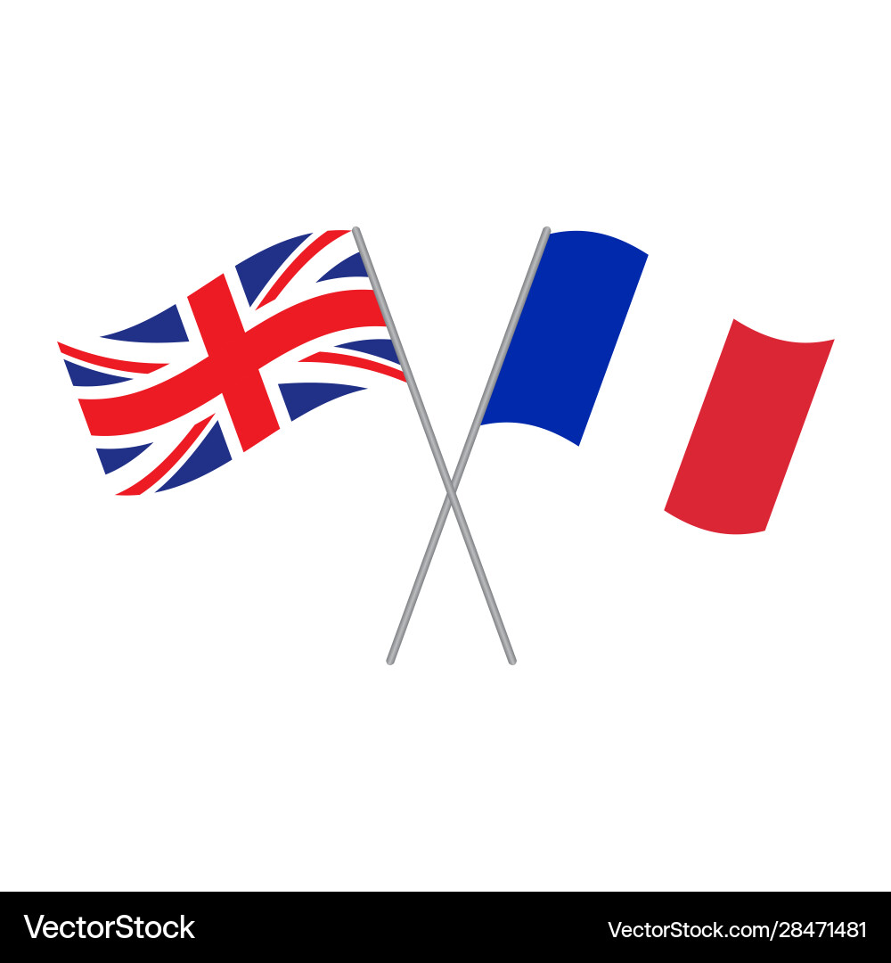 British and french flags isolated on white British and french flags isolated on white vector image