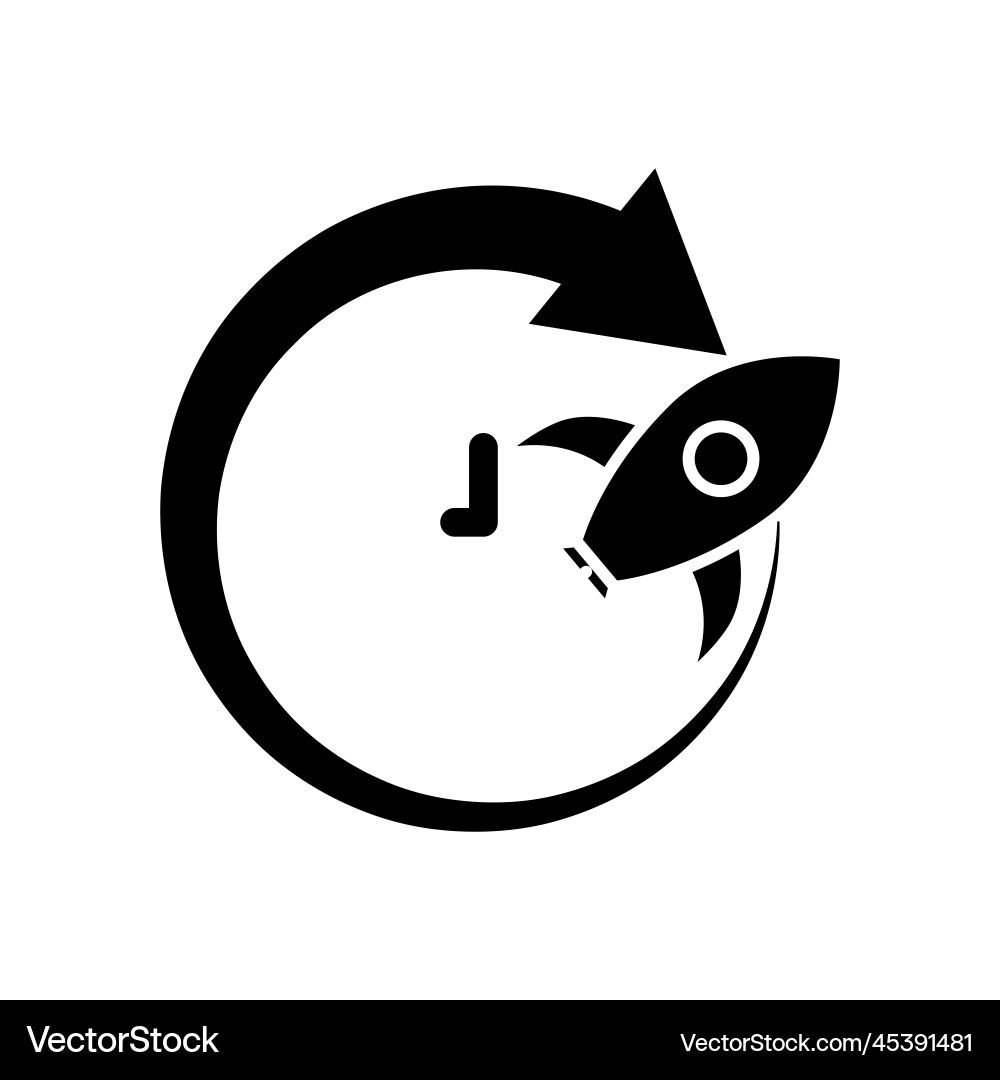 Clock icon with arrow and rocket suitable Clock icon with arrow and rocket suitable vector image