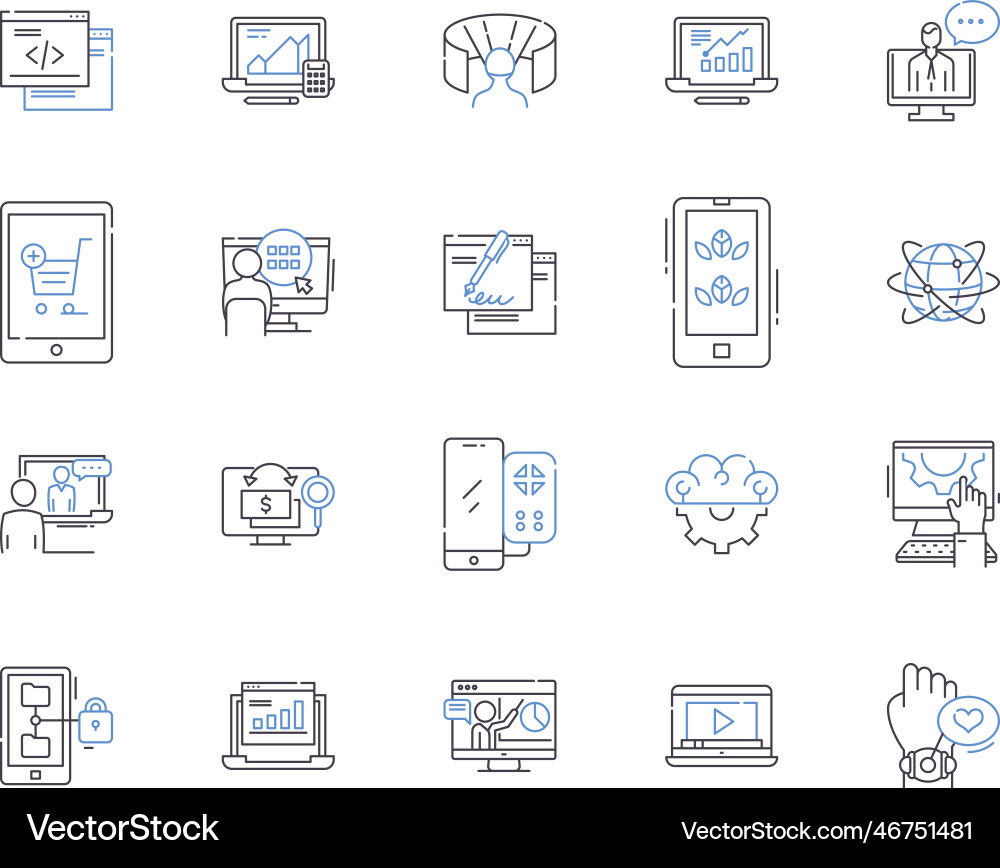Gadjets and computers outline icons collection Gadjets and computers outline icons collection Vector Image
