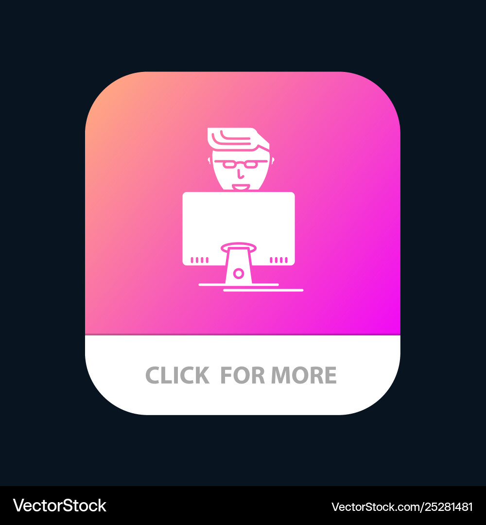 Hacker user gamer programmer mobile app button Hacker user gamer programmer mobile app button Vector Image