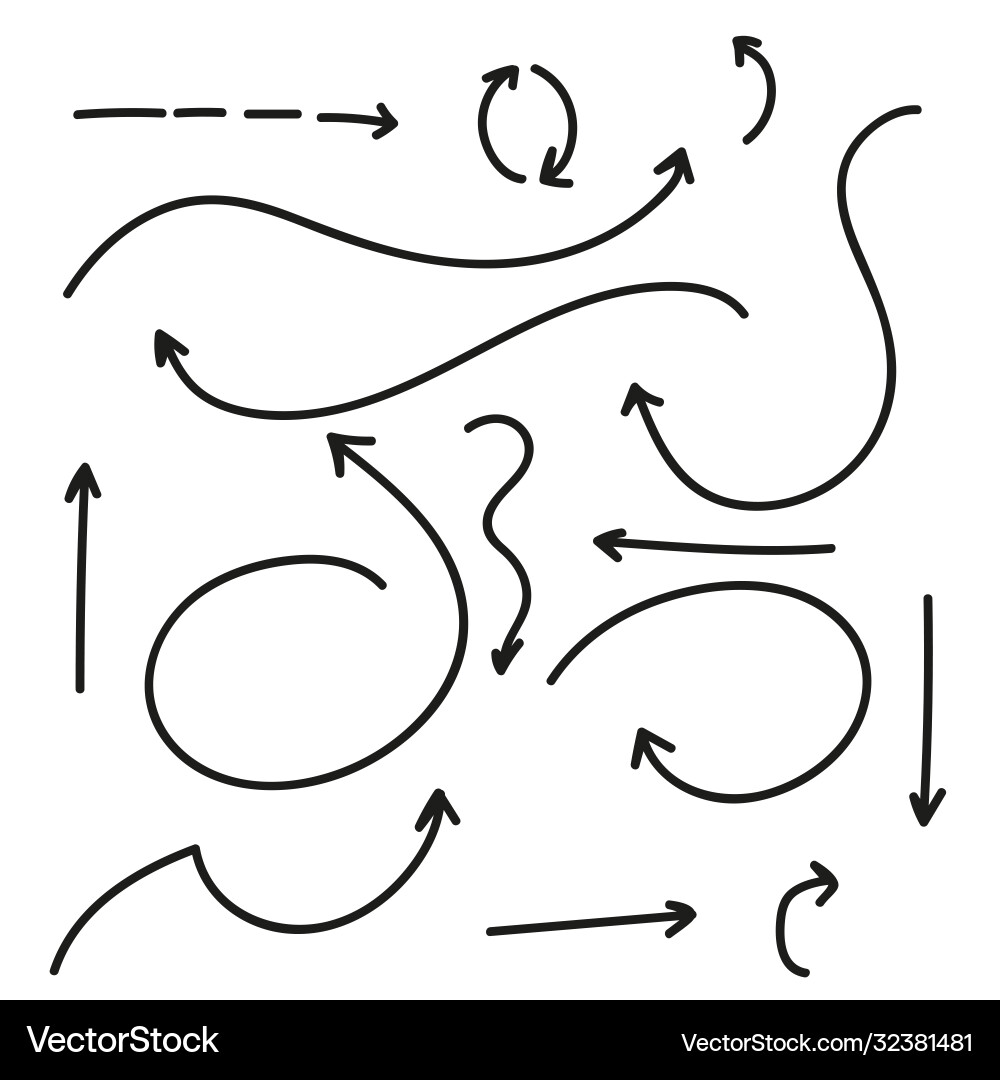 Hand Drawn Arrows - Set of Pointers vector image