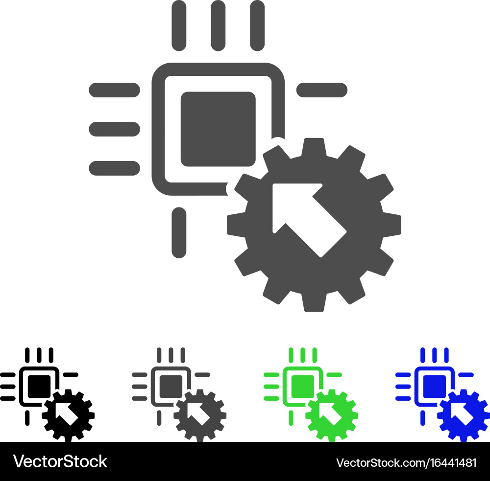 Hitech processor and gear integration flat icon vector image