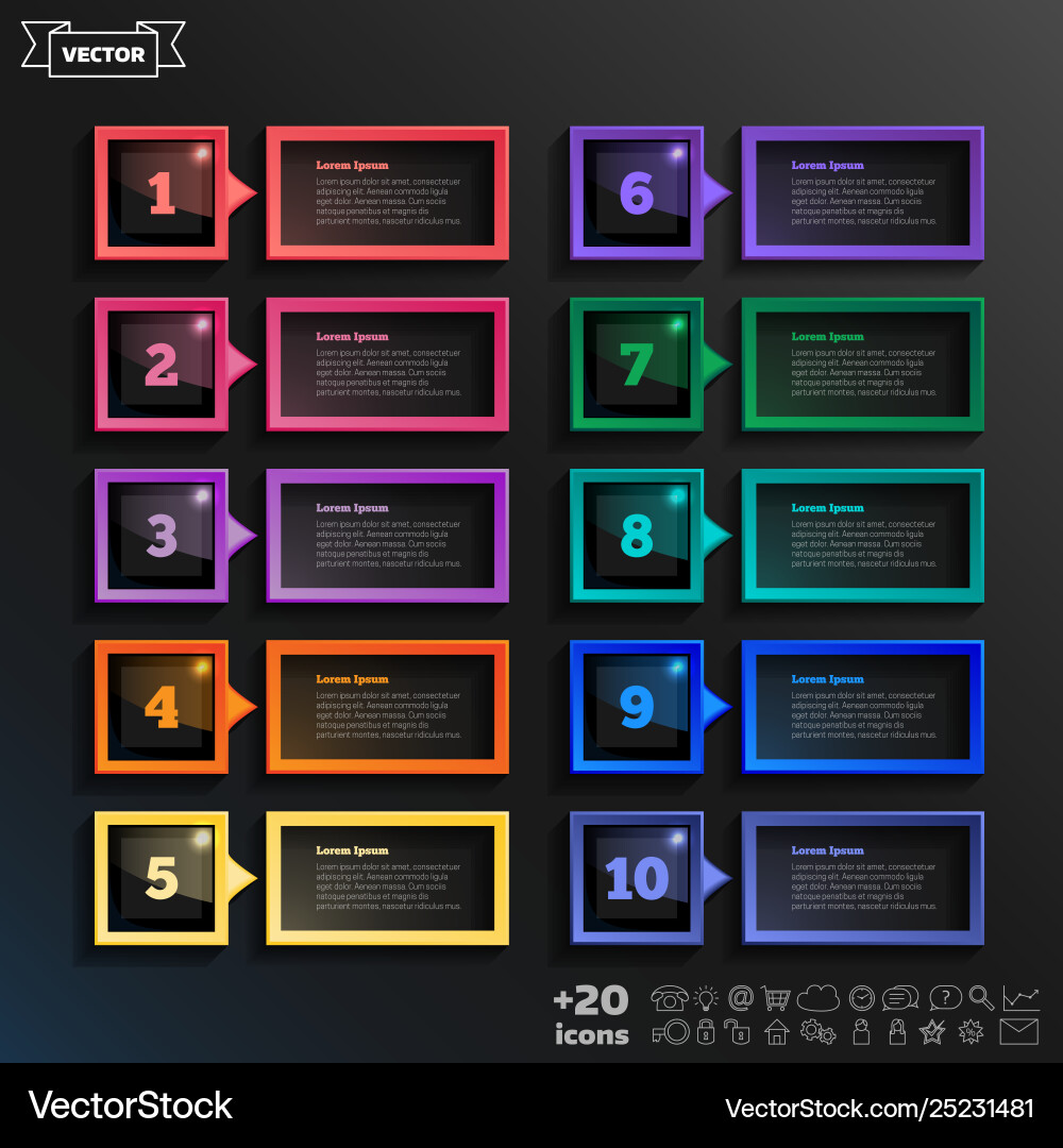 Infographic design list with colorful square Infographic design list with colorful square vector image