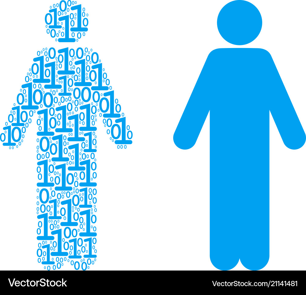 Man person collage of binary digits Man person collage of binary digits vector image